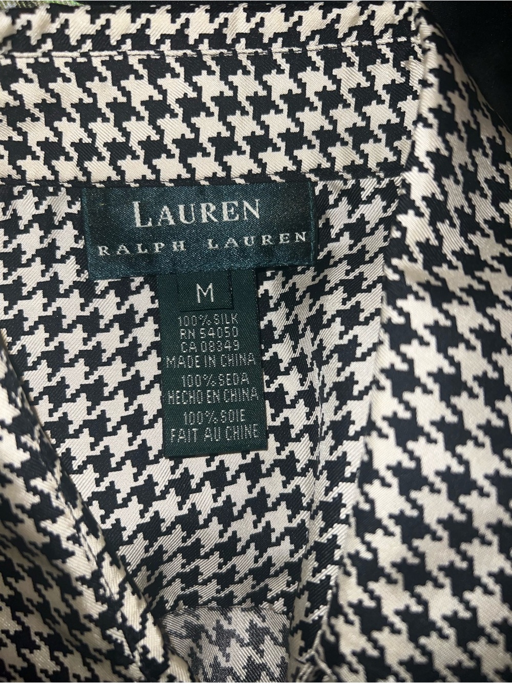 Ralph Lauren Black and White Houndstooth Button-Down Shirt - Picture 2 of 7